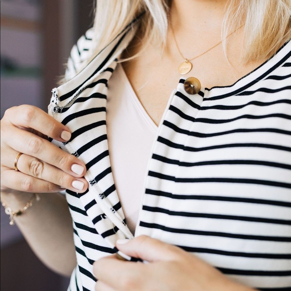 NWOT THE EVERYDAY DRESS - BLACK + WHITE STRIPE - Picture 2 of 7